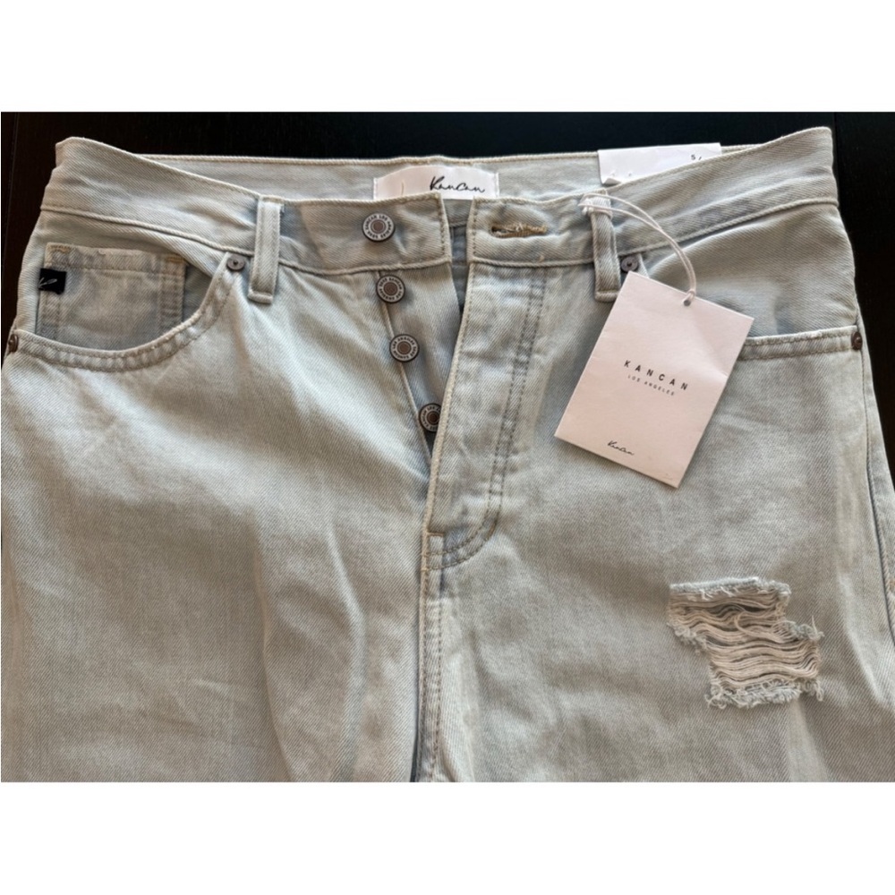 NWT KanCan Jeans Women 5/26 Bianca High-Rise 90s Distressed Wide-Leg Denim